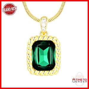 18K Gold Plated Sterling Silver Dainty Square Crystal Birthstone Necklace